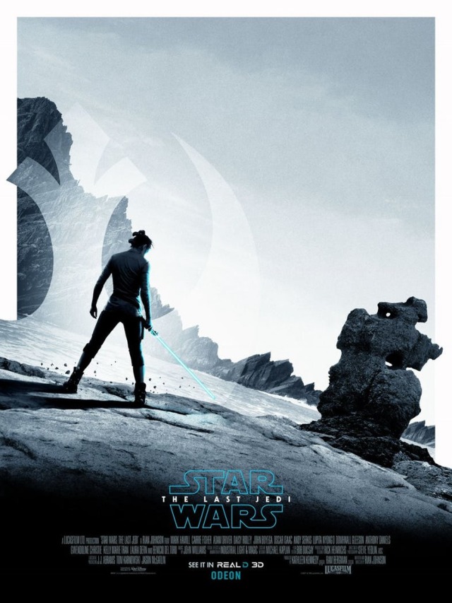 凱羅忍與芮兩位主角，將在《星際大戰 : 最後的絕地武士》最新英國海報中一觸及發～
