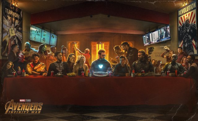 紀念《復仇者聯盟：無限之戰》，網友仿效《最後的晚餐》繪製《最後的沙威瑪》角色配對細節驚人！