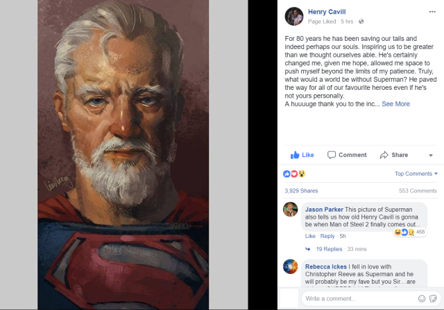 歡慶超人８０周年紀念第１０００集漫畫問世，ＤＣＥＵ「超人」亨利卡維爾發表賀詞