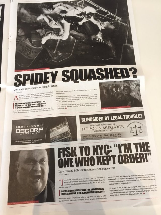 ＰＳ４蜘蛛人的Ｅ３展特典報紙公開了復仇者聯盟（尤其是鋼鐵人）和夜魔俠的彩蛋