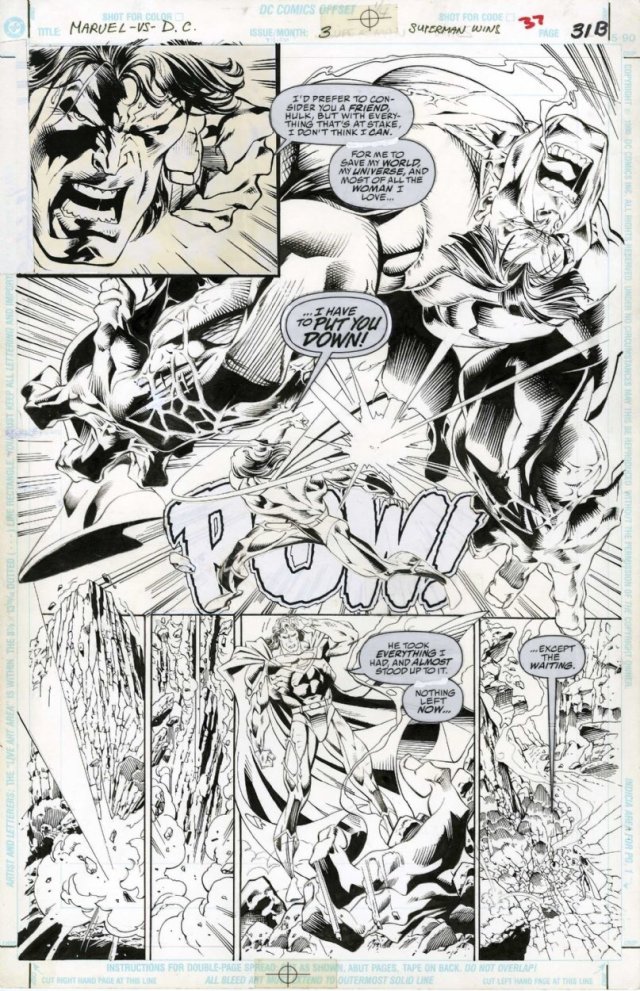 今天漫畫家公開了當年《DC 大戰漫威》連載中未採用的「浩克打敗超人」畫面！