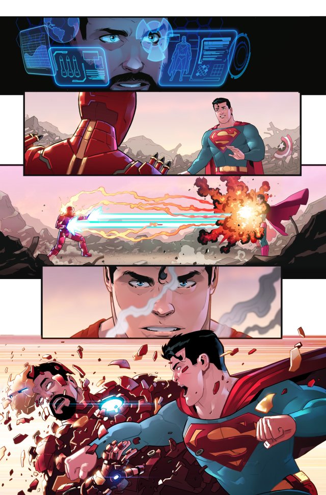 《正義聯盟／金剛戰士》合作漫畫的畫家繪製了自己版本的《DC 大戰漫威》故事！