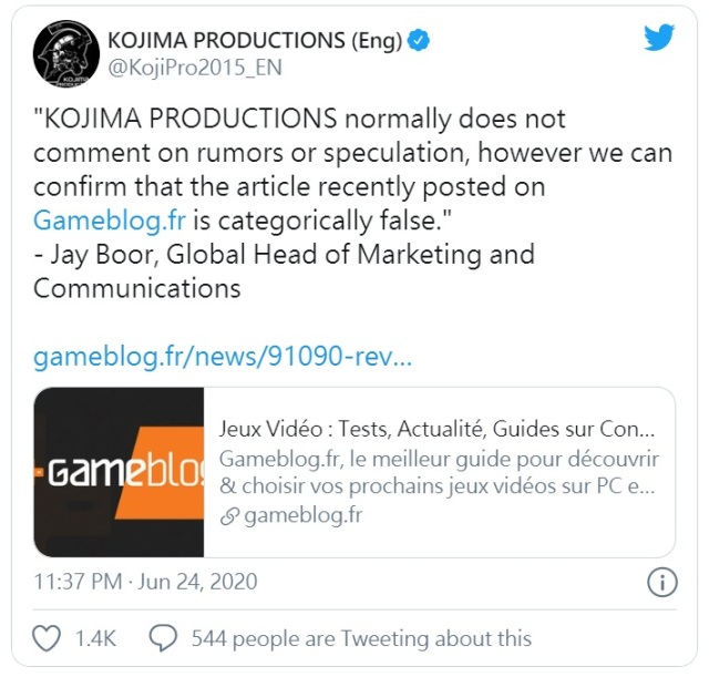 子虛烏有還是確有其事？法國遊戲媒體爆料 Konami 以及小島秀夫失和的主因是這個？