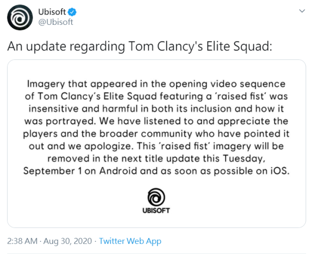 《湯姆克蘭西》手遊新作反派「舉拳」觸怒「黑人命也是命」支持者！Ubisoft 發表聲明道歉！
