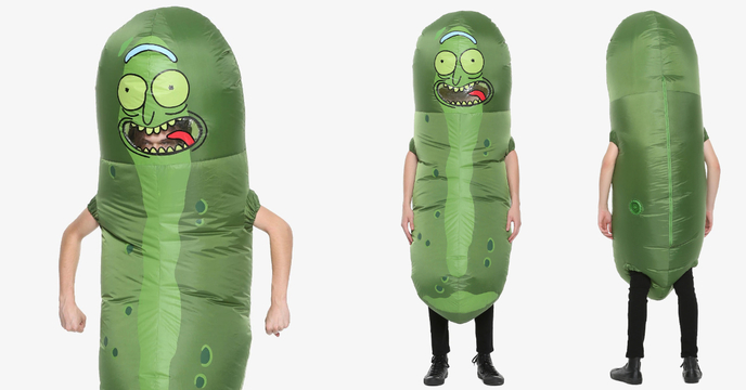 只想當一根醃黃瓜...Hot Topic《瑞克和莫蒂》醃黃瓜瑞克充氣道具服(RICK AND MORTY PICKLE RICK INFLATABLE COSTUME)放棄治療著用！