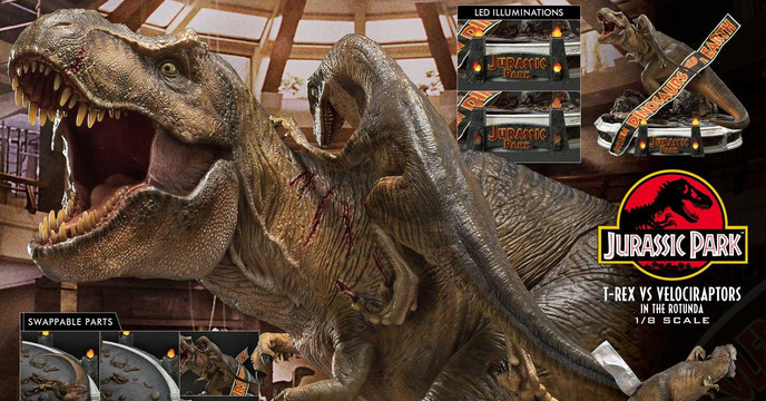 Prime 1 Studio《侏羅紀公園》霸王龍 vs 迅猛龍（ジュラシック・パーク T-REX VS ヴェロキラプトル ）Bonus版 1/8 比例雕像作品