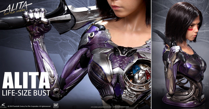 超高度還原！Queen Studios《艾莉塔：戰鬥天使》艾莉塔 1:1比例 半身胸像（ALITA: BATTLE ANGEL 1:1 SCALE LIFESIZE BUST）