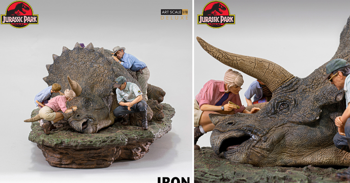 恐龍界經典場景精緻還原！Iron Studios《侏羅紀公園》「三角龍 豪華版」 1/10 比例雕像作品（Triceratops Diorama Deluxe Art Scale）