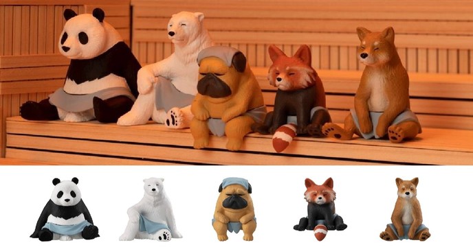 在三溫暖治癒身心的幸福表情～GASHAPON「三溫暖動物」轉蛋（どうぶつサウナ）全五款
