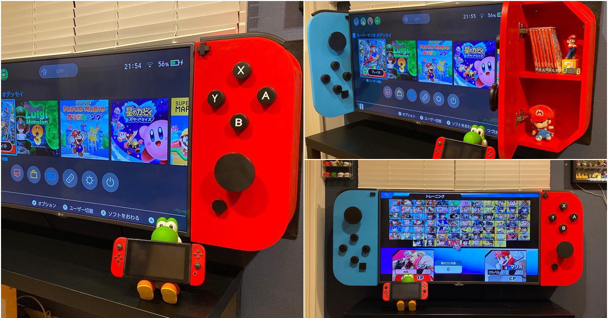 日本超級「瑪利歐粉絲」製作出超巨大Switch電視牆  引發網友熱烈討論