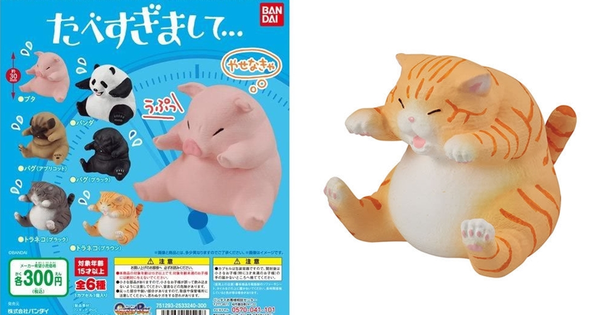 不小心又吃太多了...GASHAPON「吃太飽動物」轉蛋 超萌胖胖登場！