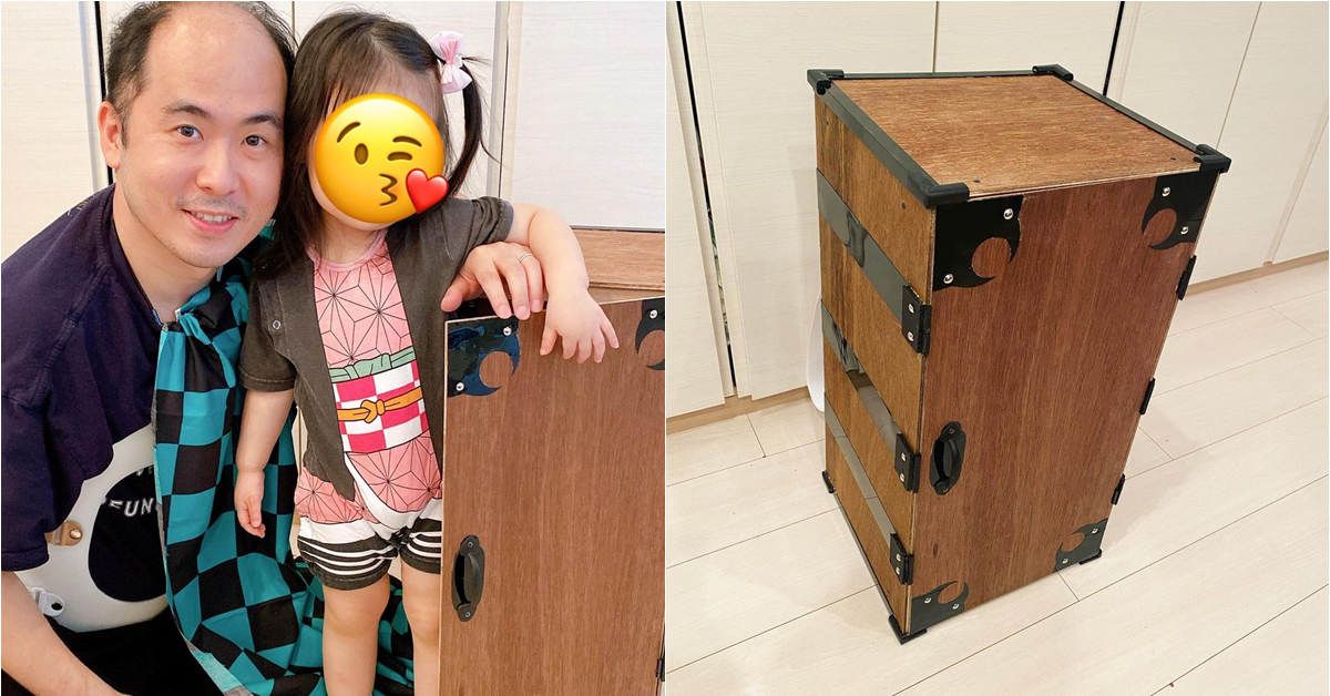 日本藝人齋藤司替女兒製作出真的可以把人裝進去的「禰豆子木箱」  粉絲大讚：「真是好爸爸！」