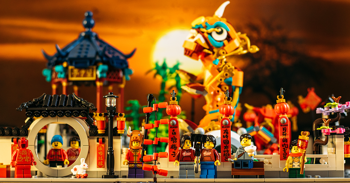 LEGO 80106「年獸的故事」、80107「新春元宵燈會」開箱報告！用鞭炮嚇跑年獸、張燈結綵賞花燈