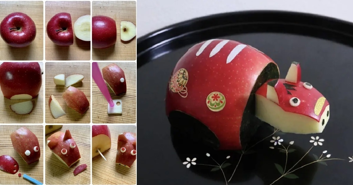 日本網友示範用蘋果製作「Akabeko」 讓你輕鬆上手作出屬於你的紅牛吉祥物！