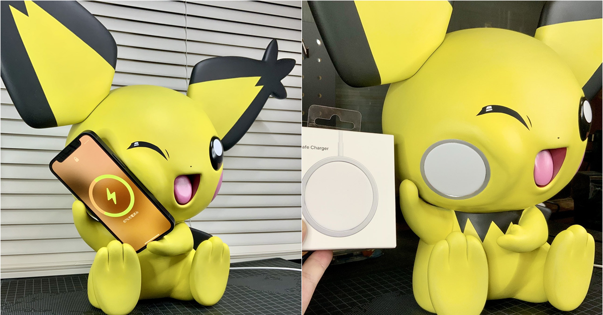 日本推主用黏土製作等身大皮丘　並且真的可以當作無線充電座!?
