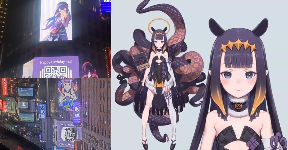 《hololive EN》一伊那爾棲登上紐約時代廣場螢幕 粉絲慶生企劃大成功