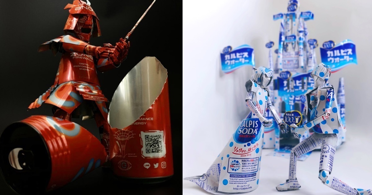 日本鋁罐創作達人製作出「鋁罐武士」&「可爾必思城堡」 廢物利用創造驚人作品
