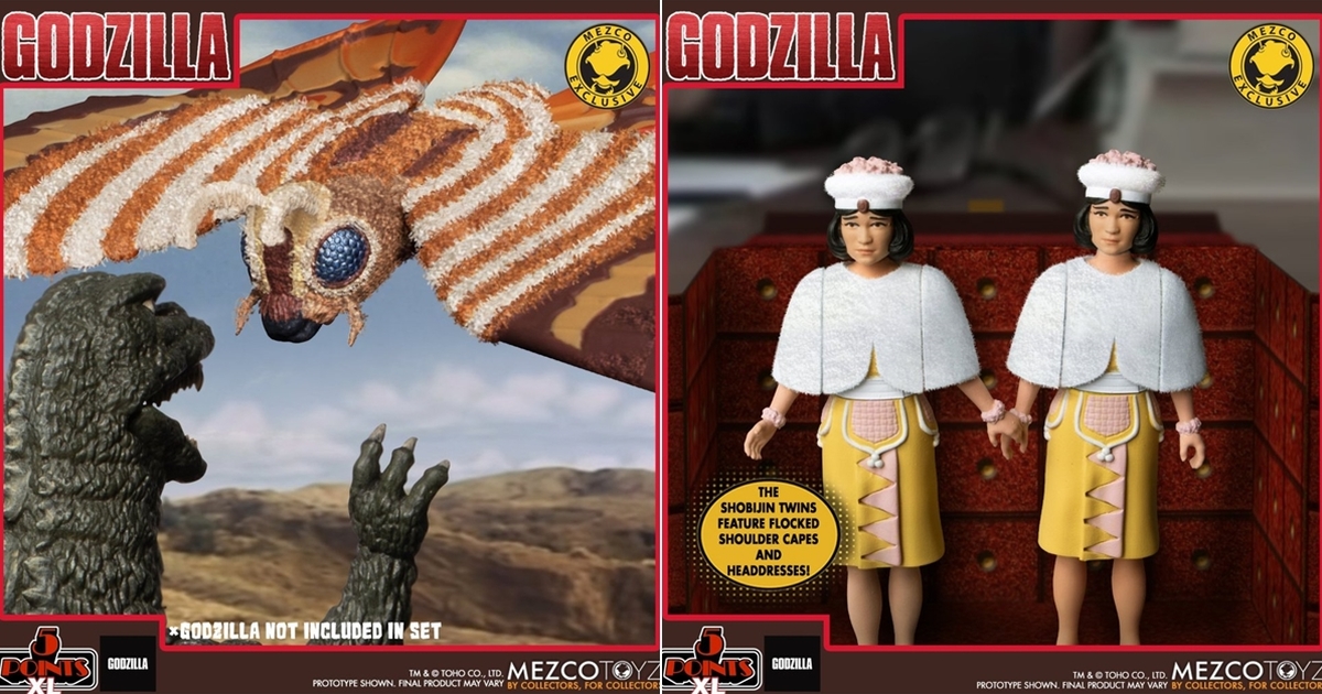 MEZCO TOYZ 5 POINTS XL系列《摩斯拉對哥吉拉》摩斯拉＆小美人套組 吟唱摩斯拉之歌～