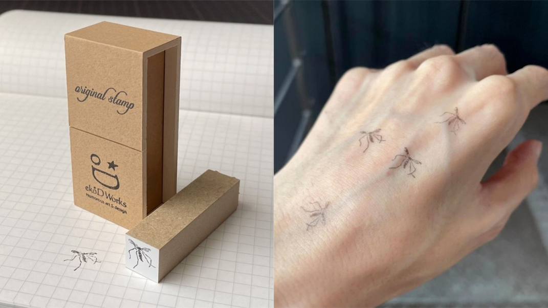 這就是勝利的象徵！日本創意工作室「ekōD Works」推出「蚊子屍骸印章」，蓋在手上就能不戰而勝！