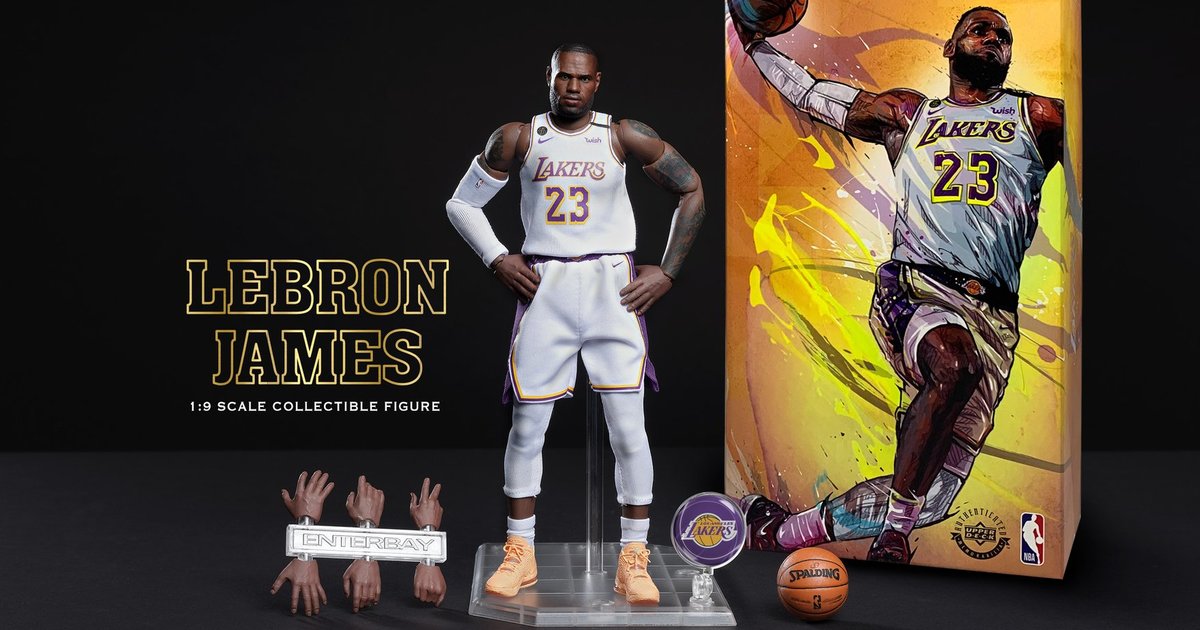 ENTERBAY NBA系列「LEBRON JAMES」湖人隊1/9比例可動人偶 & 籃球框套組