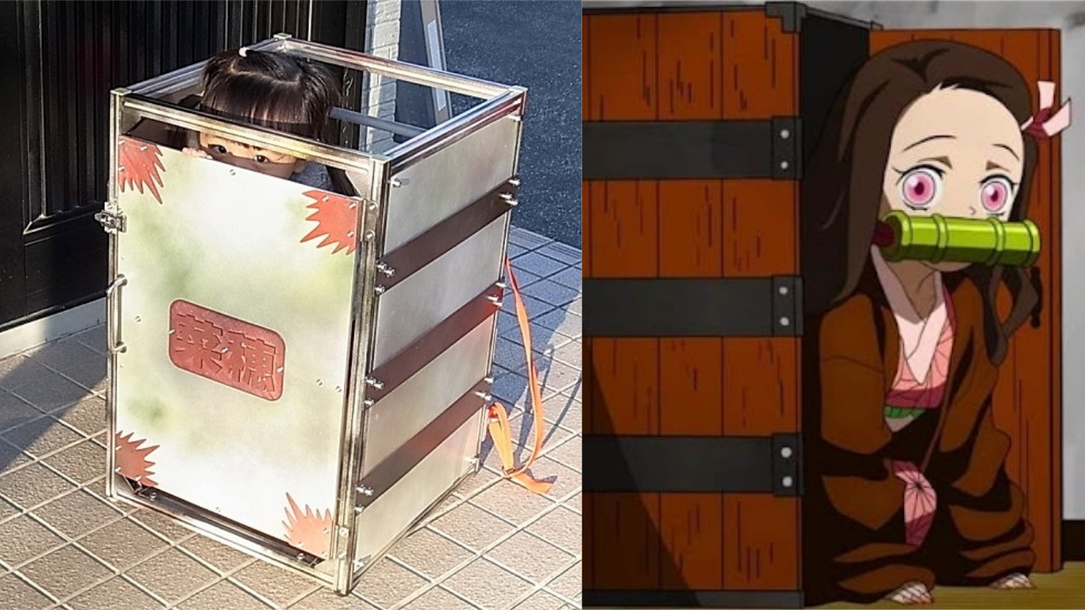 父親化身炭治郎！推主為女兒打造「現代禰豆子之箱」揹著「小禰豆子」到處跑！