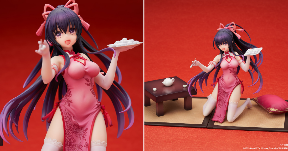 萌萌吃貨～APEX-TOYS《約會大作戰：精靈再臨》夜刀神十香 新春旗袍ver. 1/7比例模型