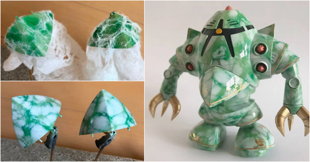 推主製作《機動戰士鋼彈》索克翡翠大理石塗裝作品 網友讚 : 簡直就是藝術品！
