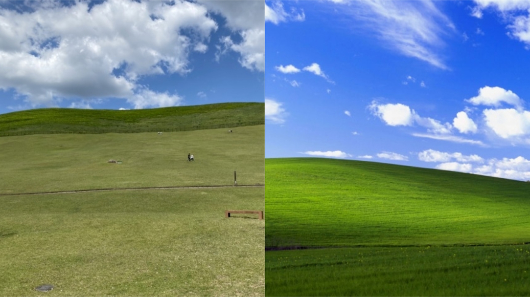 是那熟悉的場景！？推主收到友人拍的奈良若草山照片竟激似Windows XP經典預設桌布！