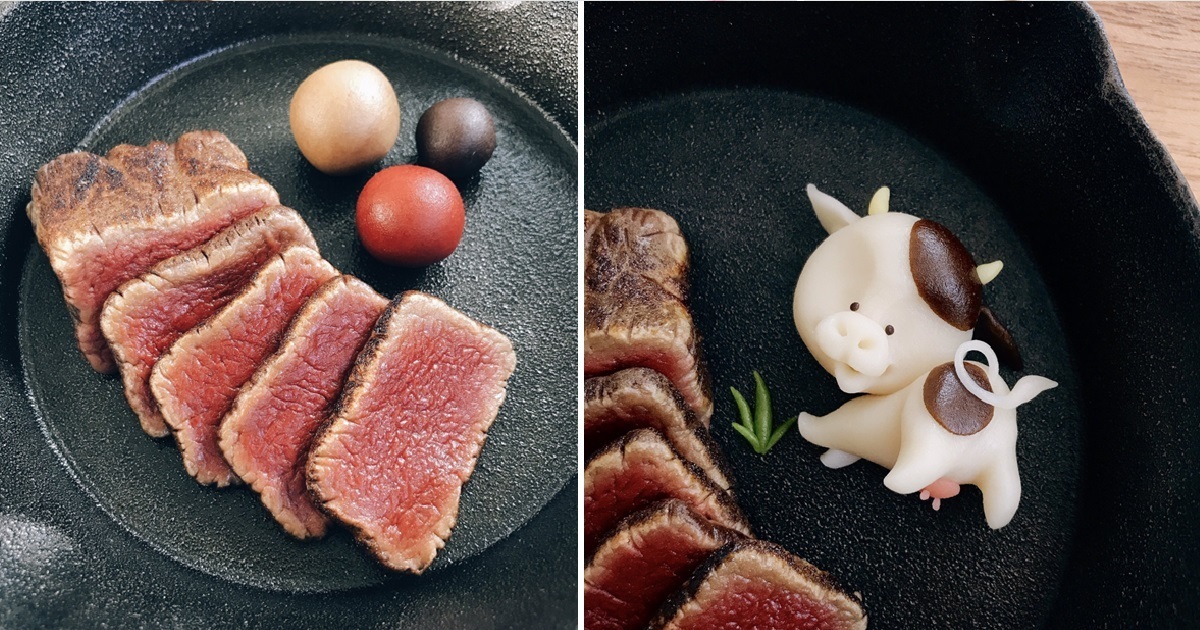 推主用杏仁&砂糖製作的「嫩煎牛小排」 網友 : 逼真到感覺能聞到肉香！