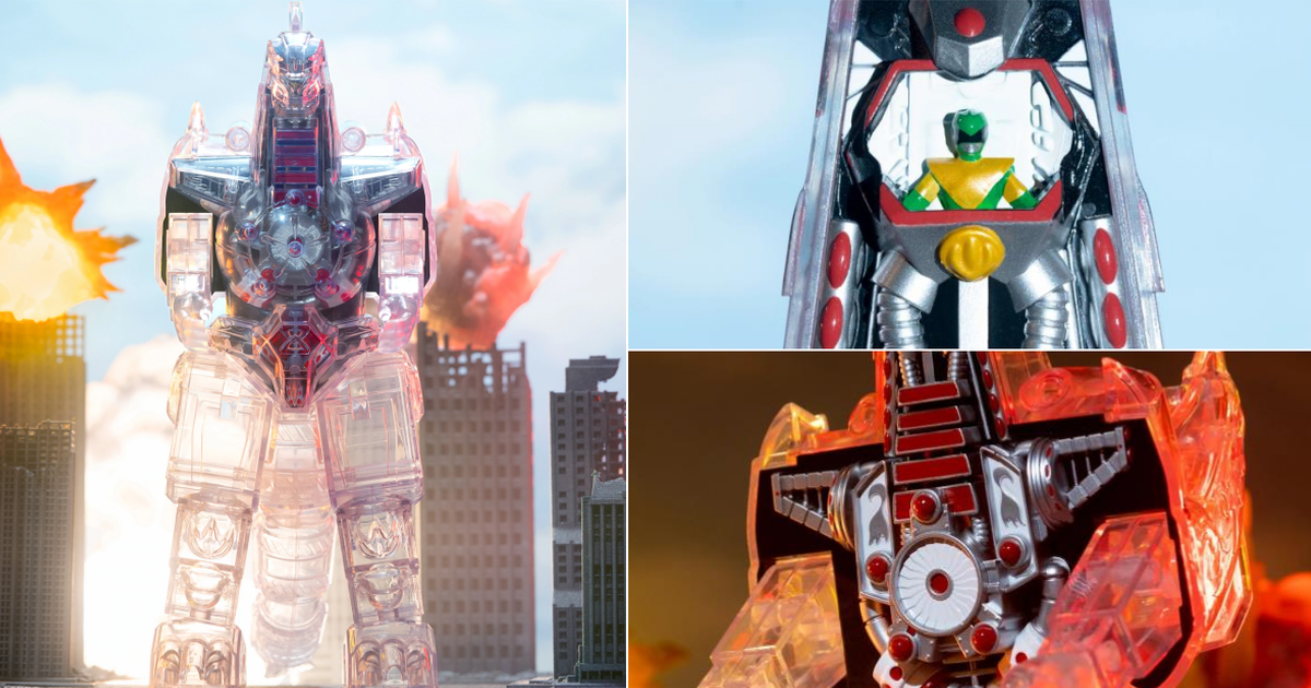 SUPER7 Super Cyborg 系列《金剛戰士》異特龍 Dragonzord 透明ver. 11吋可動玩具