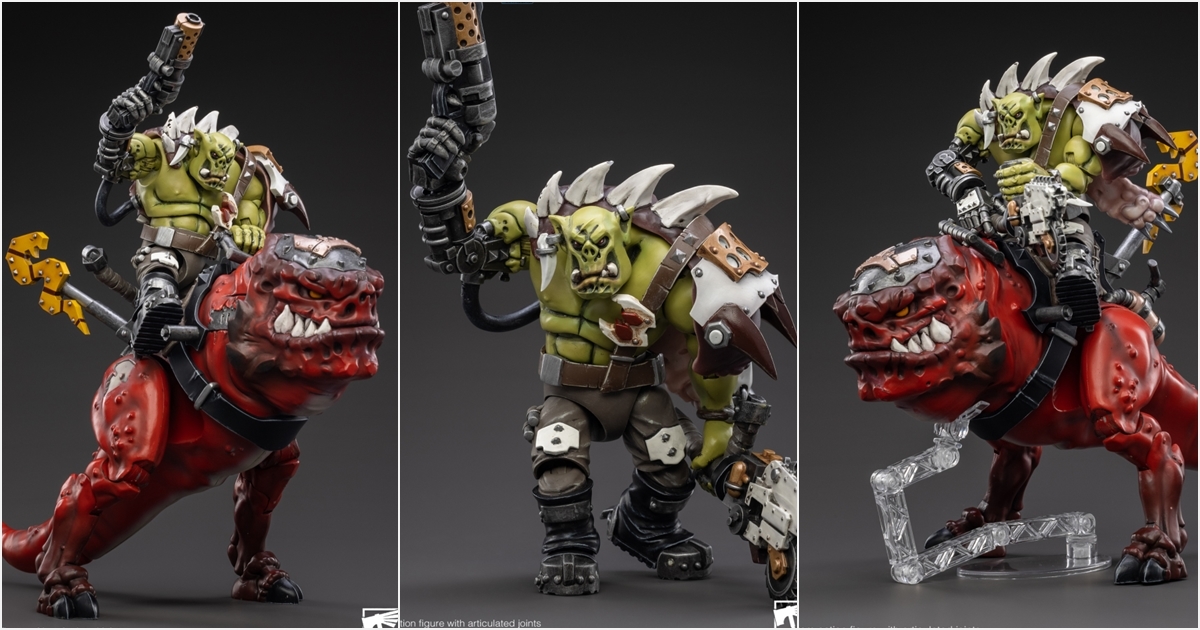 Waaagh！JOYTOY 1/18 《戰鎚40000》歐克蠻人 騎衝撞跳跳之強蠻人