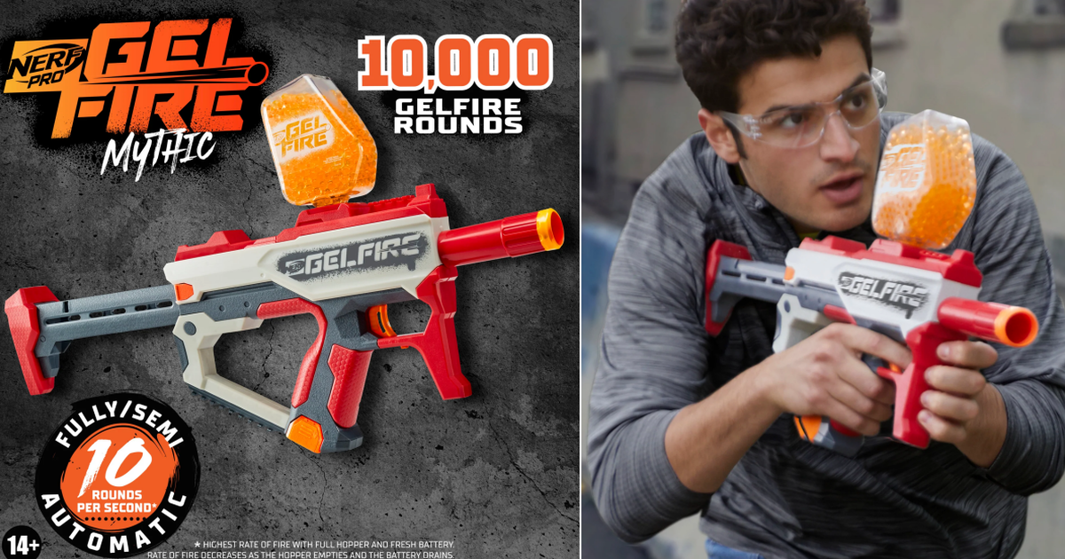 NERF Pro「Gelfire Mythic 全自動脈衝槍發射器」全新水凝珠子彈 每秒10顆爆裂發射！