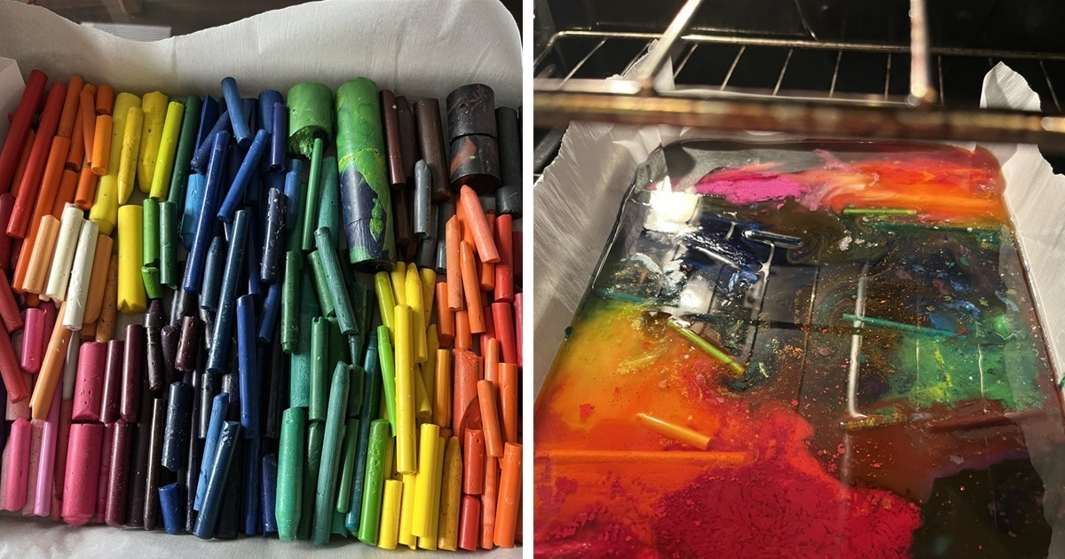 推主把不要的蠟筆拿去融成一整片 意外呈現藝術質感網友讚 : 想試試看！