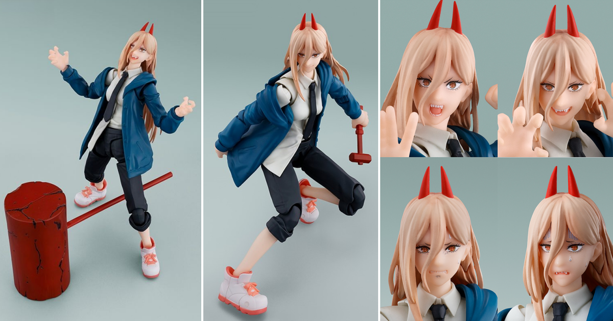 S.H.Figuarts《鏈鋸人》帕瓦 可動人偶 附豐富的替換表情零件與血之大槌、愛貓喵子