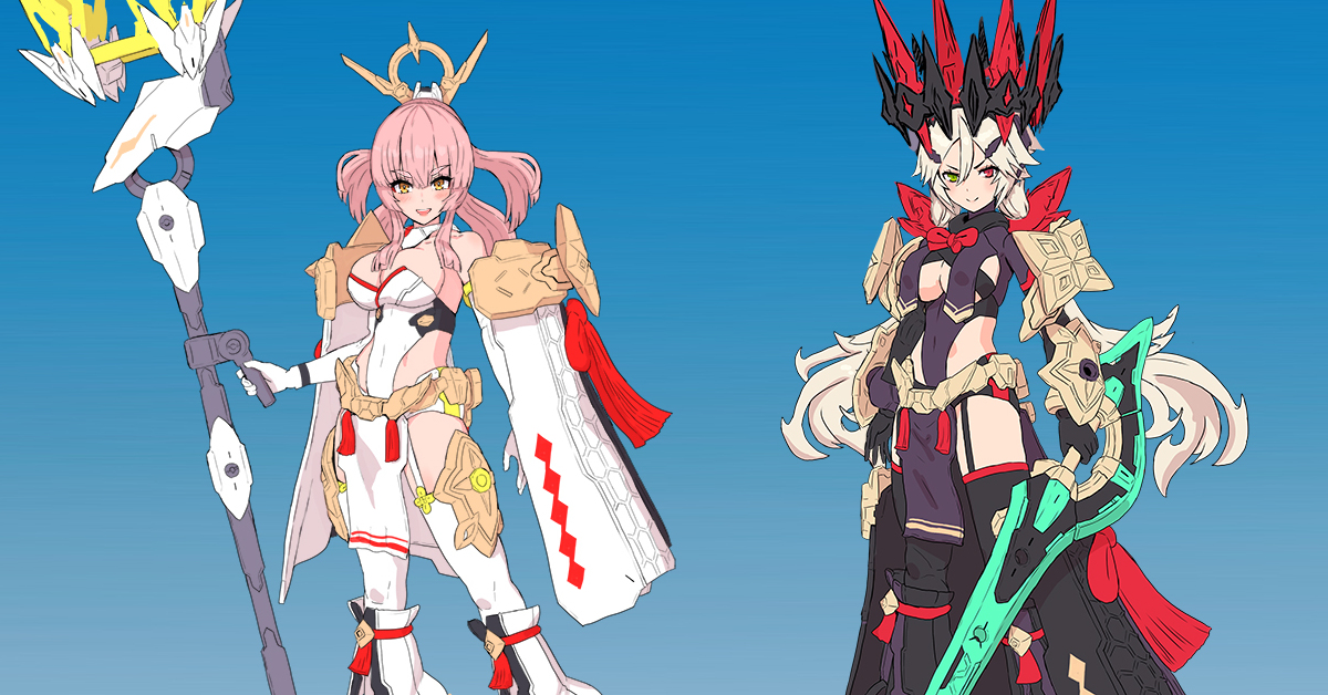 風格相異的全新輕裝造型『女神裝置 皇巫 素戔嗚尊/天照大神 輕裝版』開發中！