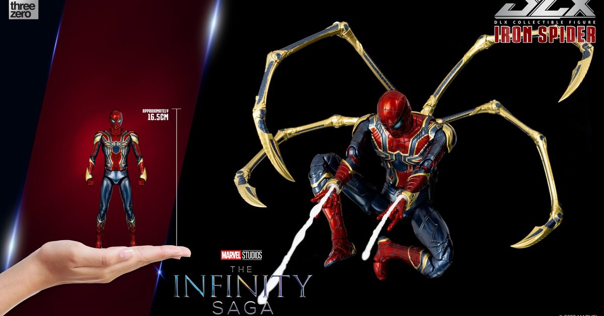 threezero DLX 系列《MARVEL無限傳說》鋼鐵蜘蛛 可動人偶 附屬蜘蛛鋼爪與四種替換眼睛！