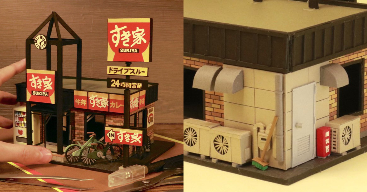 這也太精緻了吧！推主用繪圖紙製作出「食其家」店面立體模型，這做工之細緻令人驚艷！