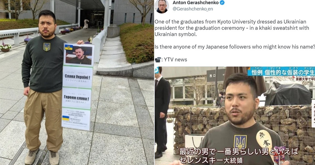 京都大學畢業生Cos「烏克蘭總統」澤倫斯基引關注  連烏克蘭外交部人員都想認識他！
