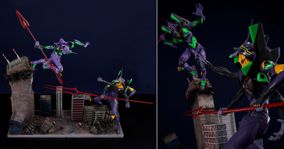 UNION CREATIVE「SCENE SCAPE DIORAMA『福音戰士新劇場版』 初號機 vs 第13號機」激戰場面！