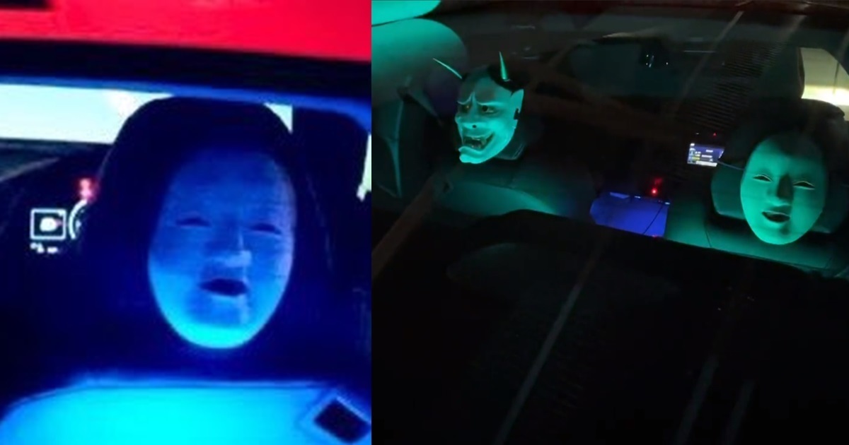 推主用「能面」放在車裡當作路怒症用路人對策  連警察都害怕 : 嚇死人了...