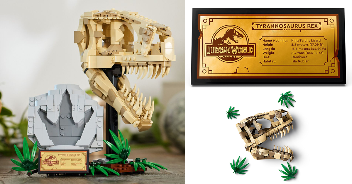 LEGO 76964《侏羅紀世界》恐龍化石 霸王龍頭骨（Dinosaur Fossils: T.rex Skull）腳印模型也非常讚！