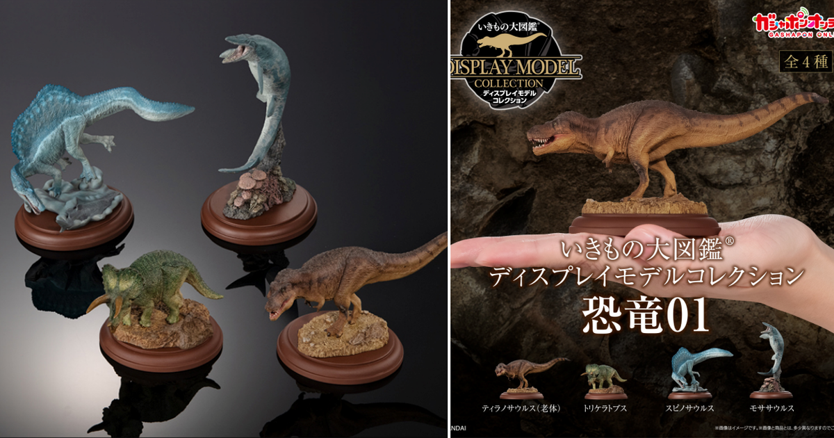萬代GASHAPON『生物大圖鑑展示模型收藏 恐龍01』轉蛋 大人氣霸王龍、三角龍小尺寸再現！