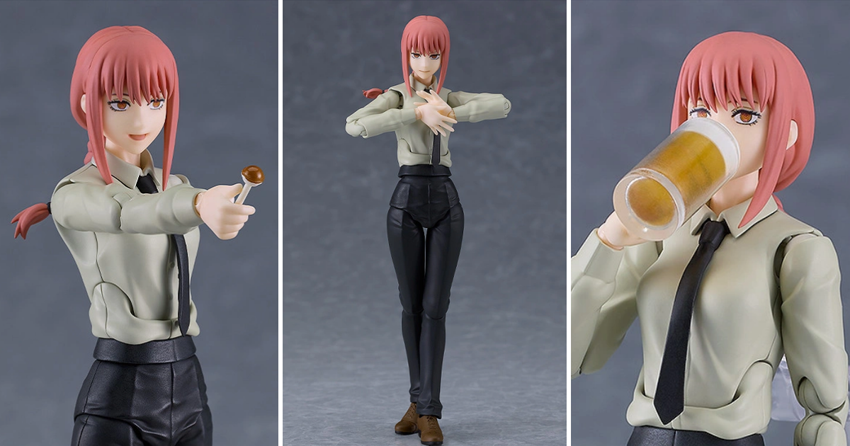 figma『鏈鋸人 真紀真』可動人偶 附棒棒糖、啤酒杯、翹腳下半身等豐富零件！