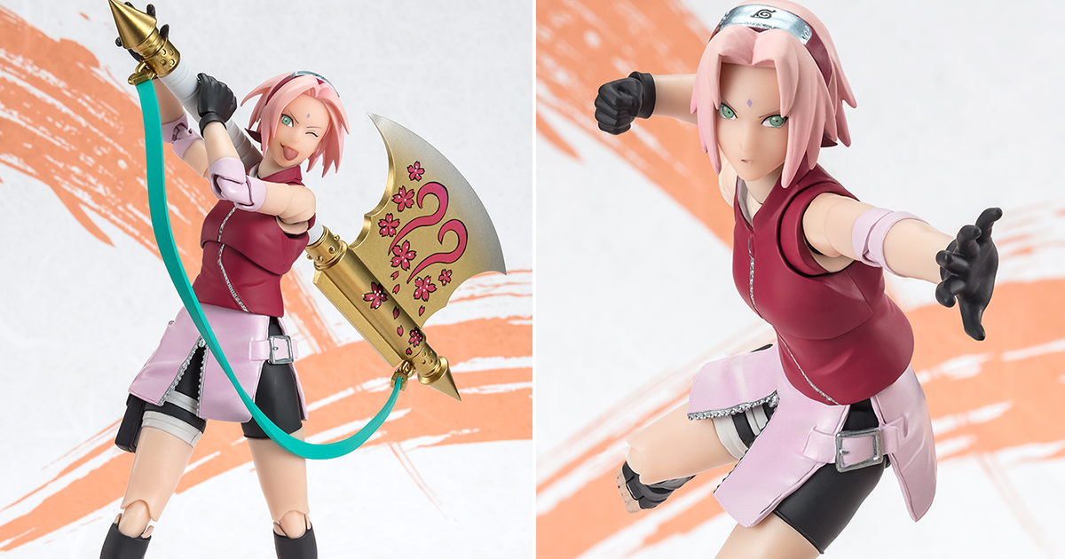 S.H.Figuarts「春野櫻 -NARUTOP99 版本-」可動人偶 紀念插畫魄力十足的金色巨斧細膩再現！