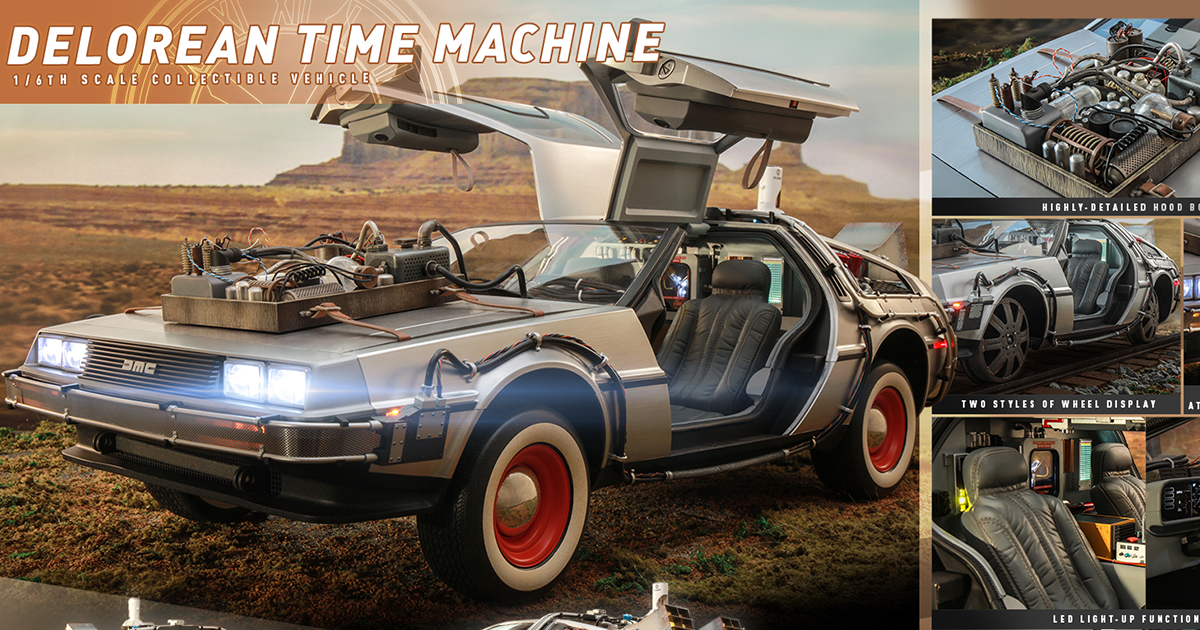 Hot Toys《回到未來III》迪羅倫時光車 1/6 比例收藏載具 多處可發光還有火車軌道輪可替換！