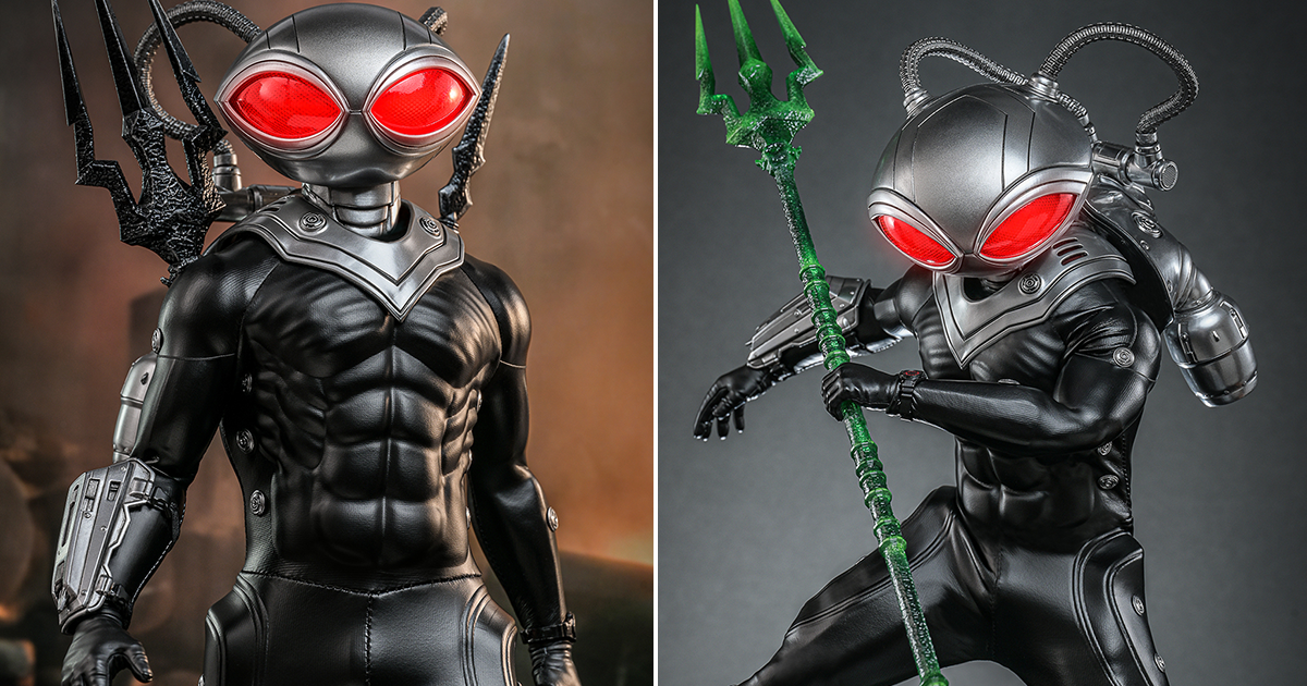 Hot Toys《水行俠 失落王國》黑蝠鱝（Black Manta）1/6 比例收藏級人偶 未來感戰衣＆古老黑暗神器並存！