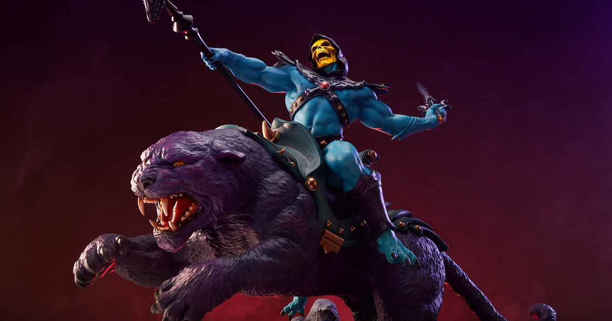 Tweeterhead《太空超人》骷髏王與紫豹（Skeletor & Panthor）經典豪華版 1/6 比例全身雕像