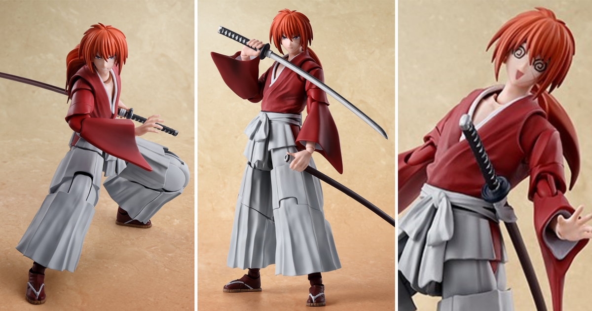 『S.H.Figuarts 緋村劍心』可動人偶 附屬招牌逆刃刀、可愛的頭暈臉等豐富配件！