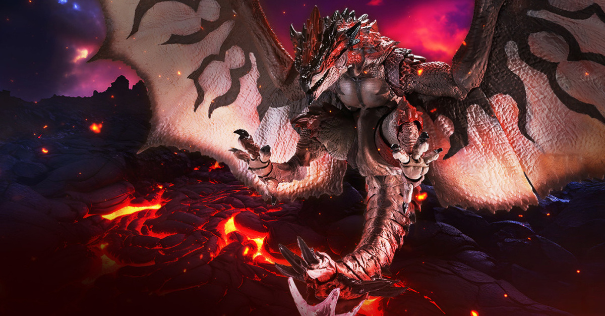 S.H.MonsterArts『魔物獵人 火龍 』以 20 周年紀念版再登場  附上新規火焰特效、20 周年紀念 LOGO 台座！