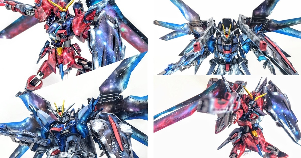 美到以為是CG製作！ 推主打造「銀河風塗裝」振揚自由&不朽正義鋼彈鋼普拉
